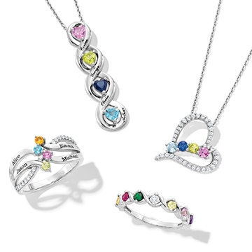 Family Birthstone Rings and Necklaces