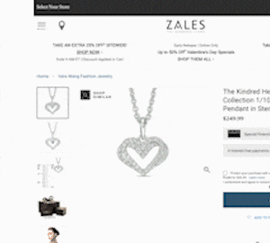 Using the ZALES website to shop a store's inventory from a desktop computer