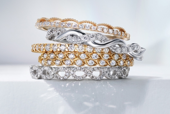 A stack of rings featured from Zales