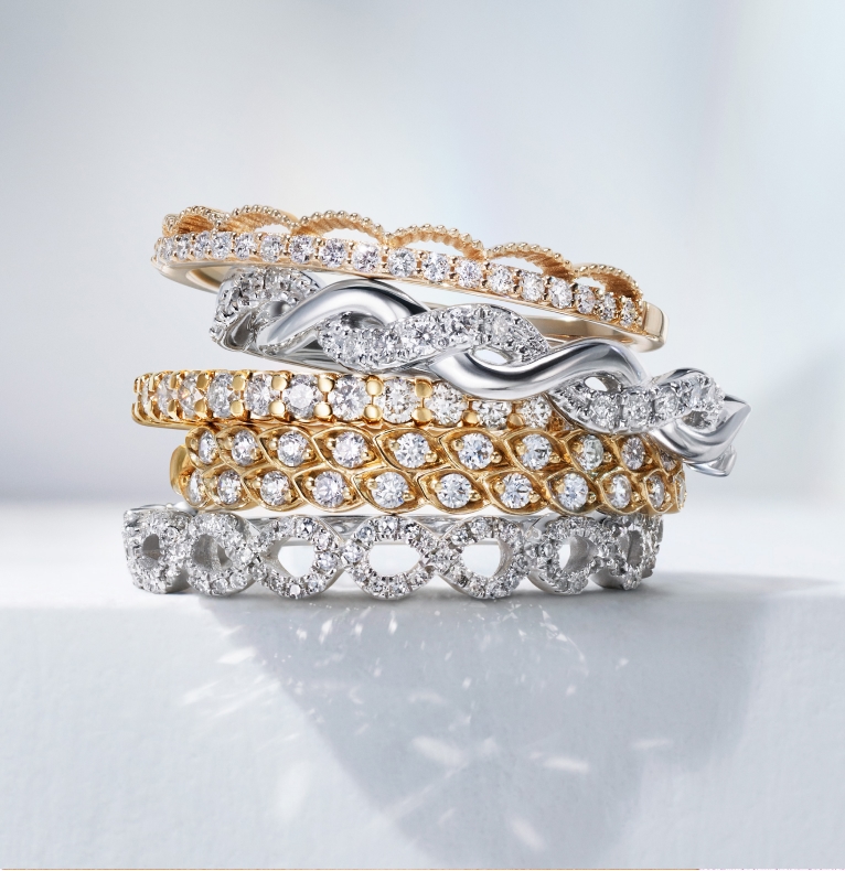 A stack of rings featured from Zales