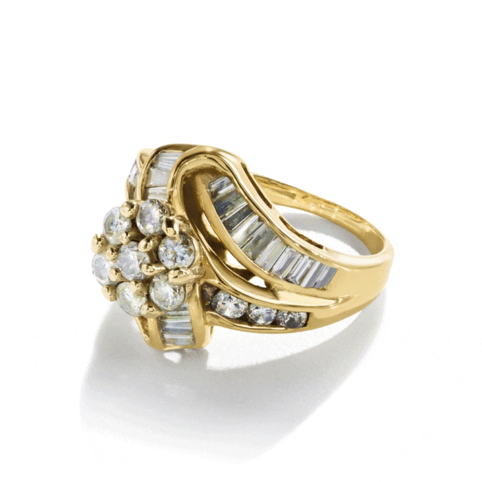 A gold ring with diamonds