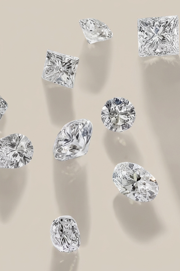 A various assortment of diamonds.