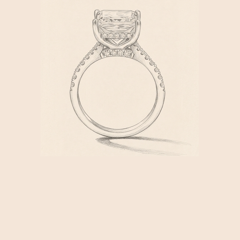 A silhouette of the Classic Duet diamond ring from the Iconic Classics Collection.