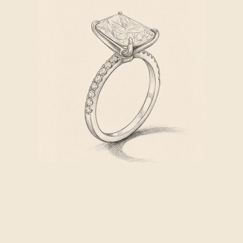 A silhouette of the Classic Heirloom diamond ring from the Iconic Classics Collection.