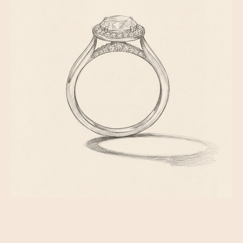 A silhouette of the Modern Echo diamond ring from the Modern Muse Collection.