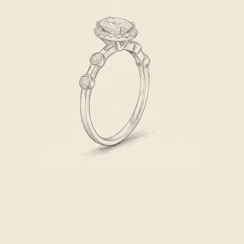 A silhouette of the Modern Reflection diamond ring from the Modern Muse Collection.