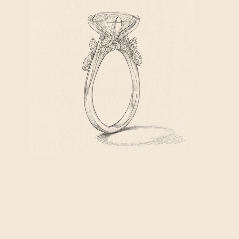 A silhouette of the Romantic Vine diamond ring from the Ethereal Romance Collection.