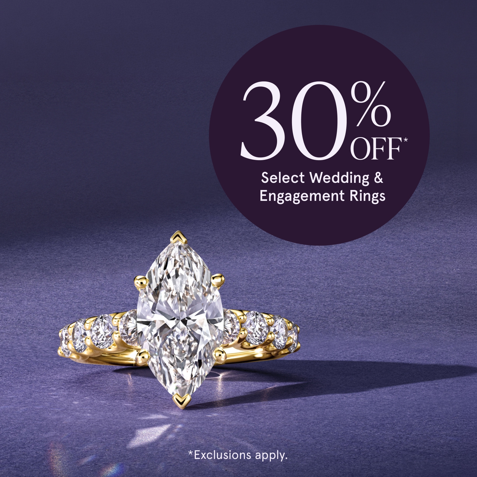 30% Off Select Engagement & Wedding Rings